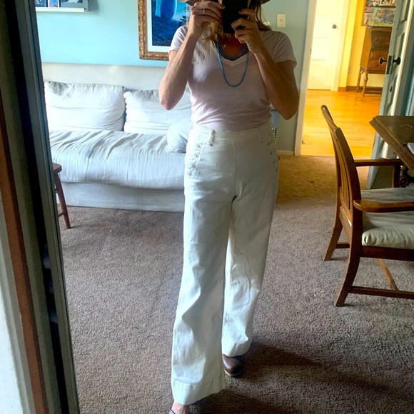 Pilcro and the Letterpress by Anthropologie White cotton flat front pants - Picture 6 of 11